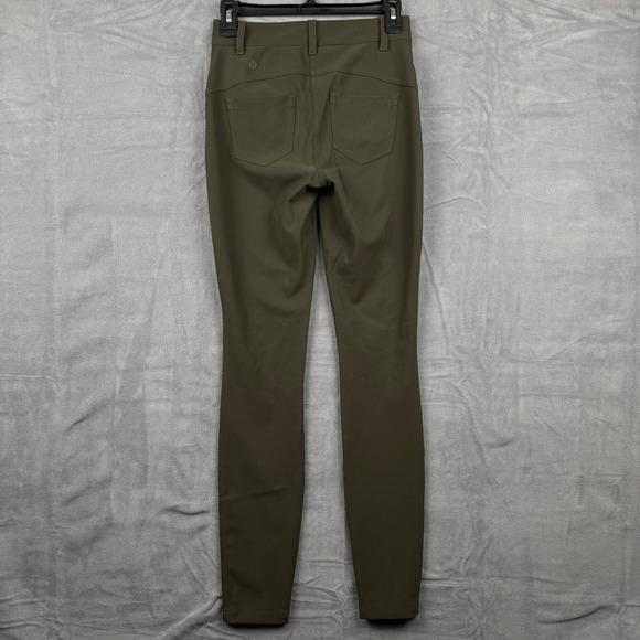 Lululemon City Sleek 5 Pocket Olive Green High Rise Slim Fit Pants Women's - Picture 6 of 8